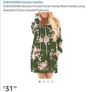 Green Floral Sweatshirt Dress